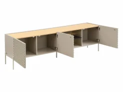 Sale Mueble TV 3 puertas y 2 huecos con LEDs en MDF - Beige y natural claro - TASIBA Mueble Tv