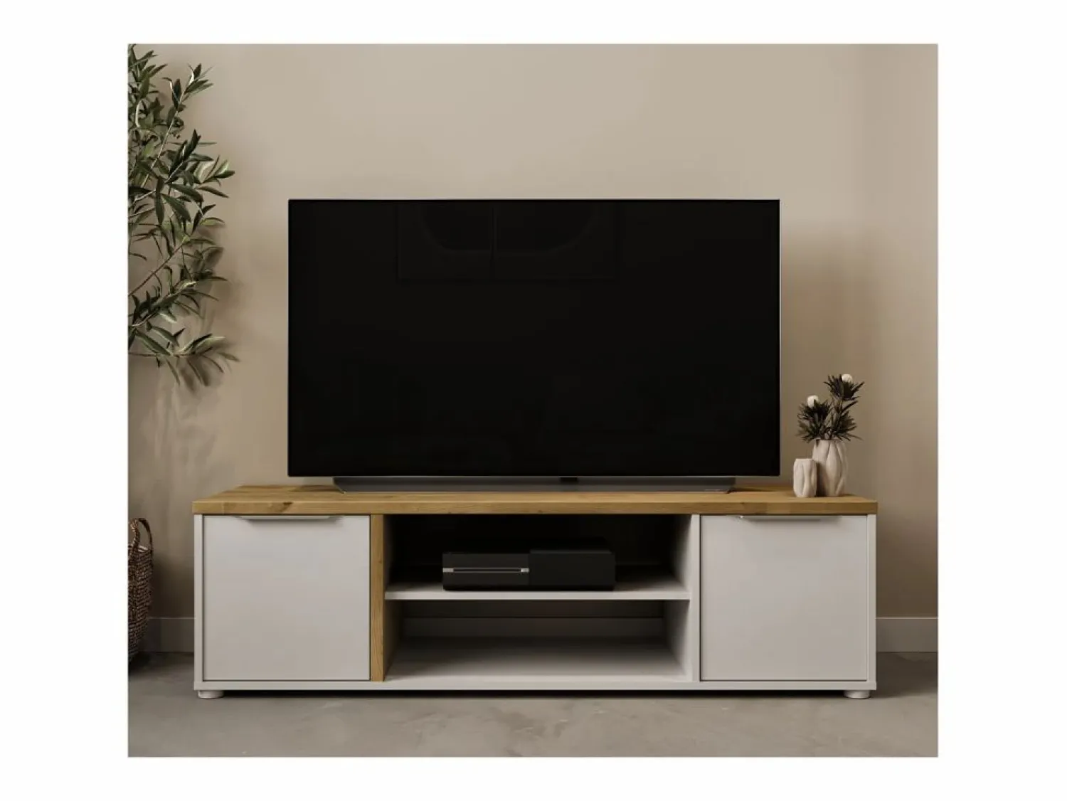 Calicosy Mueble TV ACCESS - 2 Puertas + 1 Nicho - Roble Hamilton y - 134,8 x 39,6 x 39,1 cm