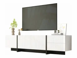 Clearance Mueble TV con 2 cajones y 3 puertas - 190 x 35 x 45 cm - Madera MDF y tableros de partículas - + negro Mueble Tv