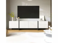 Clearance Mueble TV con 2 cajones y 3 puertas - 190 x 35 x 45 cm - Madera MDF y tableros de partículas - + negro Mueble Tv