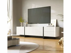 Clearance Mueble TV con 2 cajones y 3 puertas - 190 x 35 x 45 cm - Madera MDF y tableros de partículas - + negro Mueble Tv