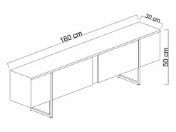 Clearance Mueble TV con 2 puertas - Efecto travertino y dorado - ZIRELDA Mueble Tv