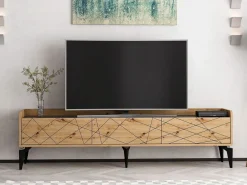 Best Mueble TV con 3 puertas - Natural y antracita - MONALIA Mueble Tv