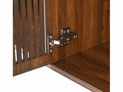 Hauss Spole Mueble TV con 4 puertas, 190 x 35 x 45 cm - Tapa negra - Color madera oscura