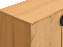Sale Vente-unique Mueble TV con 4 puertas chapado en roble y acero - Natural claro y Negro - SINOLO Color natural claro