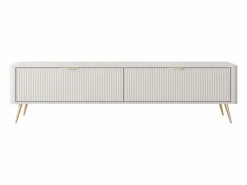 Vente-unique Mueble TV con 2 puertas de MDF - y dorado - ELONARIA de Pascal Morabito Beige