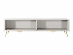 Vente-unique Mueble TV con 2 puertas de MDF - y dorado - ELONARIA de Pascal Morabito Beige