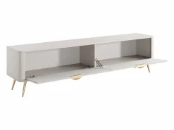 Vente-unique Mueble TV con 2 puertas de MDF - y dorado - ELONARIA de Pascal Morabito Beige
