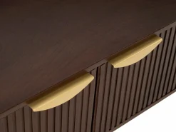 Best Maison Céphy Mueble TV con 2 puertas de madera de mango y metal - Natural y dorado - NEVILI Color natural oscuro / Dorado