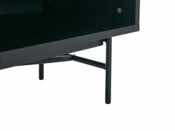 Vente-unique Mueble TV con 2 puertas y 2 estantes chapado en roble y metal - Negro y Dorado - SIRIOLA