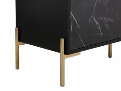 Vente-unique Mueble TV con 2 puertas y 2 estantes de MDF y metal - Efecto mármol y dorado - CIEMILA