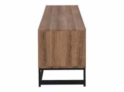 Mueble TV con 3 puertas y 2 estantes de MDF - Natural y negro - CARATANA Mueble Tv