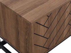 Mueble TV con 3 puertas y 2 estantes de MDF - Natural y negro - CARATANA Mueble Tv