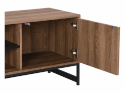 Mueble TV con 3 puertas y 2 estantes de MDF - Natural y negro - CARATANA Mueble Tv