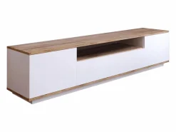 Discount Mueble TV con 3 puertas y 1 hueco - Blanco y natural - LOTULA Mueble Tv