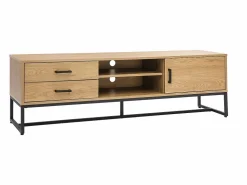 Clearance Miliboo Mueble TV con acabado de roble claro y metal negro 160 cm LOVATO Beige