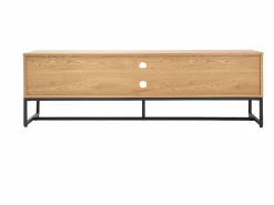 Clearance Miliboo Mueble TV con acabado de roble claro y metal negro 160 cm LOVATO Beige