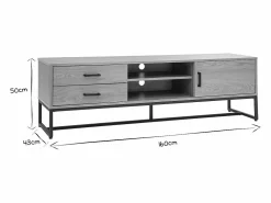 Clearance Miliboo Mueble TV con acabado de roble claro y metal negro 160 cm LOVATO Beige