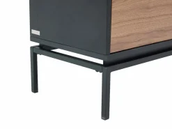 New Mueble TV con almacenamiento chapa de nogal y metal - Natural oscuro y Negro - ZINORI Mueble Tv