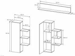 Vente-unique Mueble TV con compartimentos - Color natural y antracita - IDESIA