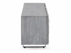 Clearance Mueble TV de 2 puertas y 2 cajones gris de madera de mango Marru00f3n