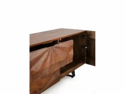 Discount Mueble TV de 2 puertas y 2 cajones en madera maciza de mango Mueble Tv