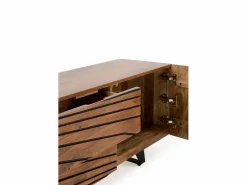 Mueble TV de 2 puertas y 2 cajones de madera maciza de mango Marru00f3n