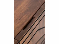 Mueble TV de 2 puertas y 2 cajones de madera maciza de mango Marru00f3n
