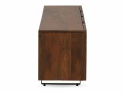 Mueble TV de 2 puertas y 2 cajones de madera maciza de mango Marru00f3n