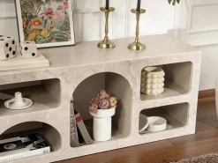 New Mueble TV de diseño con 7 huecos - Efecto mármol - LUELA Mueble Tv