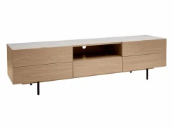Outlet Mueble TV de diseño con armarios de madera de roble claro y metal negro 180 cm ALASKA Mueble Tv