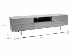 Outlet Mueble TV de diseño con armarios de madera de roble claro y metal negro 180 cm ALASKA Mueble Tv