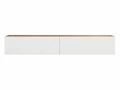 Vente-unique Mueble TV de pared con 2 puertas - Blanco y natural - AUBEPINA
