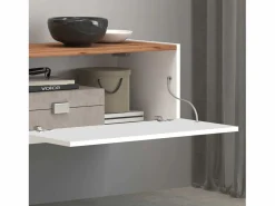 Mueble TV Garda con 2 puertas y 1 estante central brillo y roble 210x35x30 cm