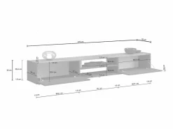 Mueble TV Garda con 2 puertas y 1 estante central brillo y roble 210x35x30 cm