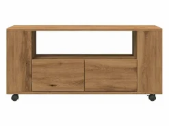 Outlet Mueble TV ruedas madera ingeniería roble artisan 102x34,5x43cm Mueble Tv