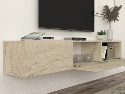 Online Mueble TV suspendido con 3 puertas - Efecto travertino - VIKILA Mueble Tv
