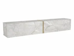 Online Vente-unique Mueble TV suspendido con 2 puertas - Efecto mármol - DINOMA Blanco