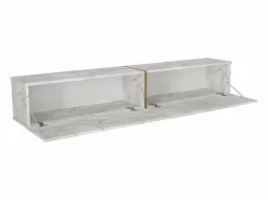 Online Vente-unique Mueble TV suspendido con 2 puertas - Efecto mármol - DINOMA Blanco