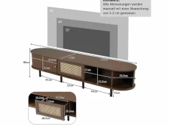 Sale Mueble TV 180x40x40 cm - diseño ratán - pies ajustables - con 2 puertas - marrón Mueble Tv