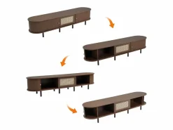 Sale Mueble TV 180x40x40 cm - diseño ratán - pies ajustables - con 2 puertas - marrón Mueble Tv