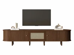 Sale Mueble TV 180x40x40 cm - diseño ratán - pies ajustables - con 2 puertas - marrón Mueble Tv