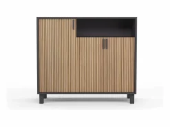 Best Mueble zapatero almacenaje - A86cm x L100cm x F37cm grafito puertas impresión vallado - Gotemburgo Zapatero|Mueble De Almacenaje