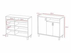 Best Mueble zapatero almacenaje - A86cm x L100cm x F37cm grafito puertas impresión vallado - Gotemburgo Zapatero|Mueble De Almacenaje