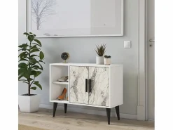 Clearance Mueble zapatero moderno para recibidor y salón 90x35x70cm Arizona - Efecto mármol Blanco