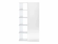 Vente-unique Mueble zapatero con 4 estantes y 1 puerta espejo - - SYLANY Blanco