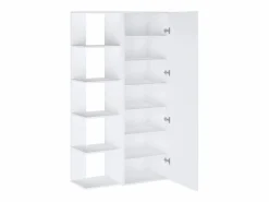 Vente-unique Mueble zapatero con 4 estantes y 1 puerta espejo - - SYLANY Blanco