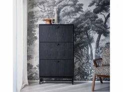 Sweeek Mueble zapatero con 3 puertas acanaladas