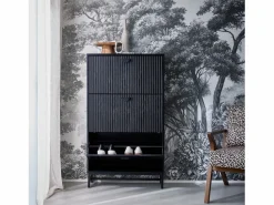 Sweeek Mueble zapatero con 3 puertas acanaladas