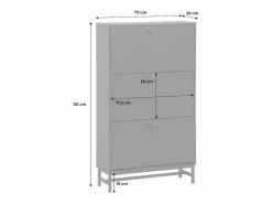 Sweeek Mueble zapatero con 3 puertas acanaladas